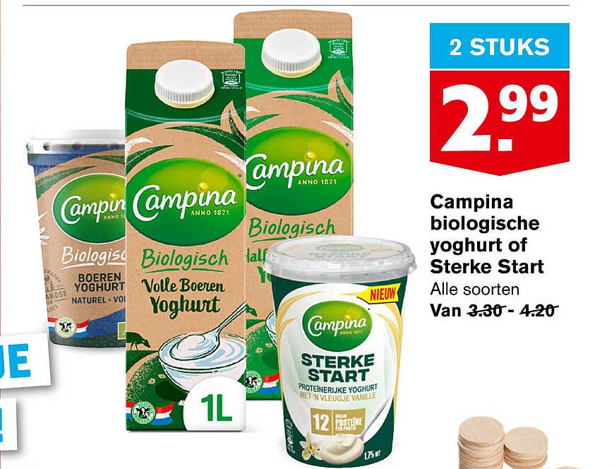 Campina Biologische Yoghurt Of Sterke Start Aanbieding Bij Hoogvliet