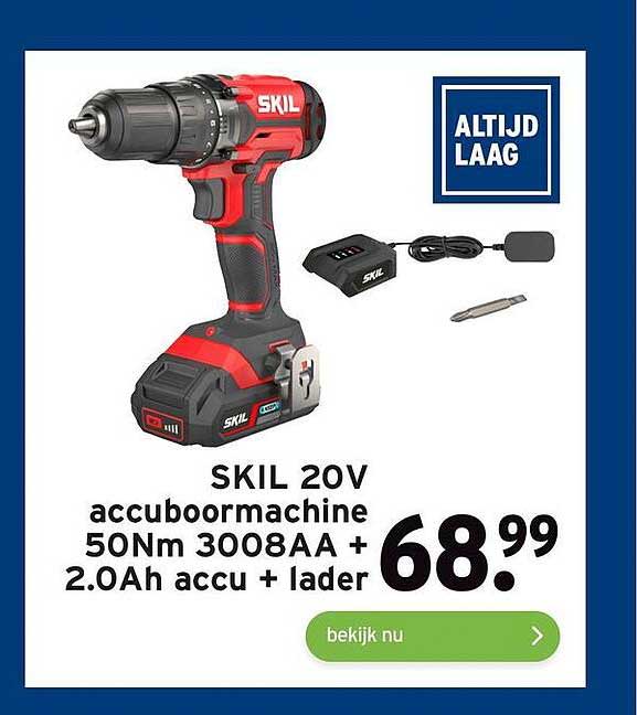 Skil 20V Accuboormachine 50Nm 3008AA 2 0Ah Accu Lader Aanbieding