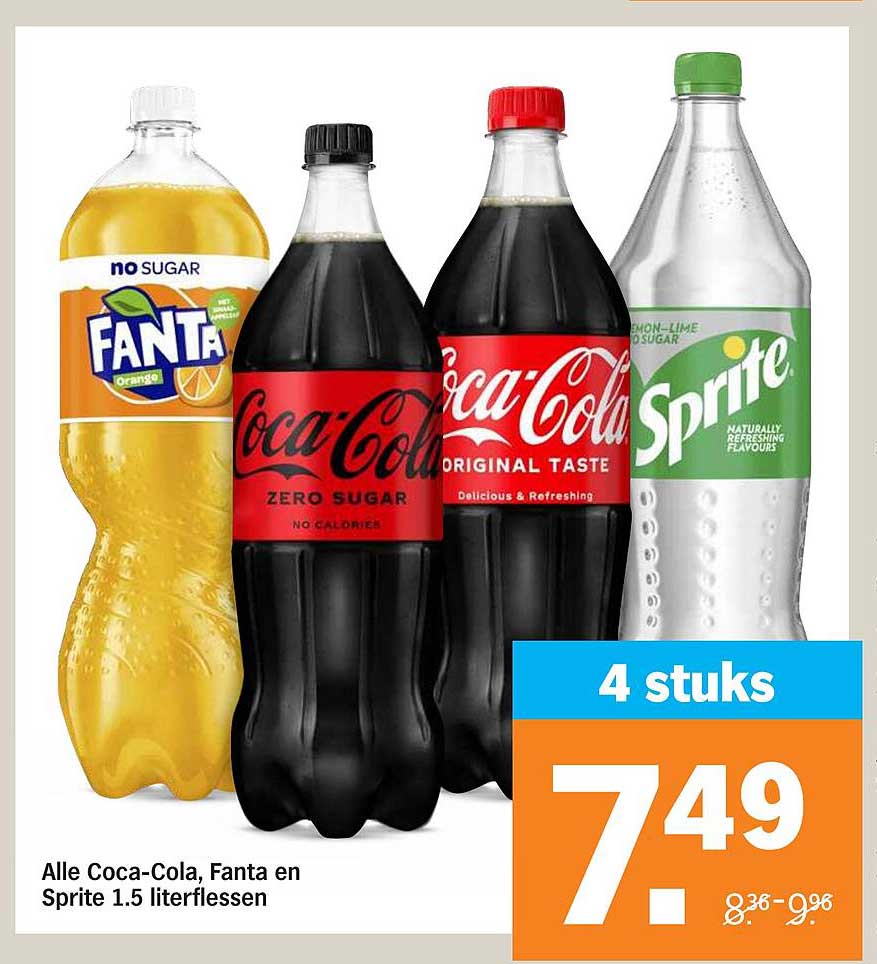 Alle Coca Cola Fanta En Sprite 1 5 Literflessen Aanbieding Bij Albert