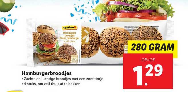 Tastino Hamburgerbroodjes Aanbieding Bij Lidl Folders Nl