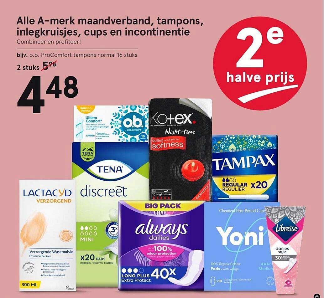 Alle A Merk Maandverband Tampons Inlegkruisjes Cups En Incontinentie