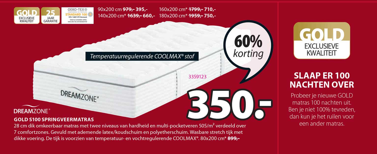 Dreamzone Gold S Springveermatras Korting Aanbieding Bij Jysk