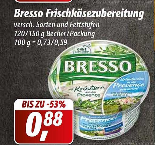 Bresso Frischkäsezubereitung Angebot bei Simmel 1Prospekte de