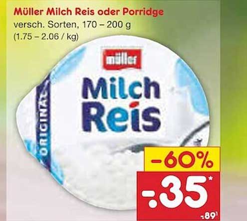 M Ller Milch Reis Oder Porridge Angebot Bei Netto Marken Discount