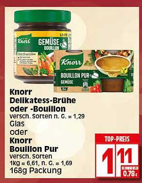 Knorr Delikatess brühe Oder bouillon Oder Bouillon Pur Angebot bei