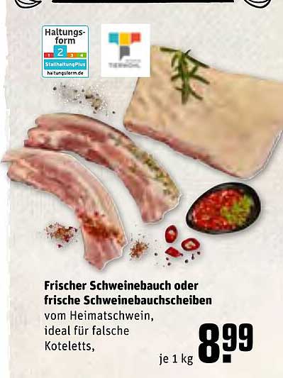 Frischer Schweinebauch Oder Frische Schweinebauchscheiben Angebot Bei