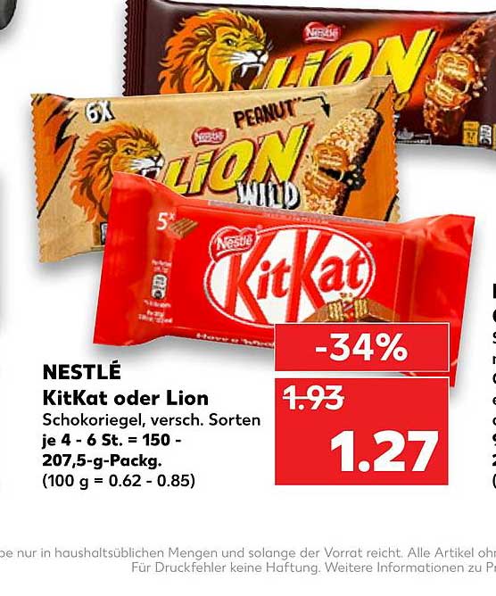 Nestle Kitkat Oder Lion Angebot Bei Kaufland Prospekte De