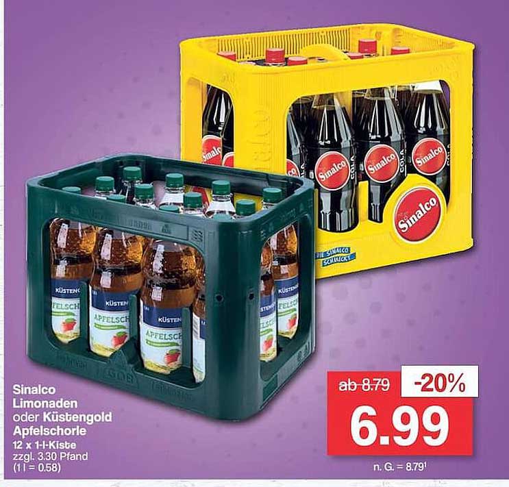 Sinalco Limonaden Oder Küstengold Apfelschorle Angebot bei Famila