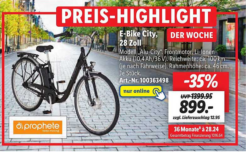 E Bike City 28 Zoll Prophete Angebot Bei Lidl 1Prospekte De