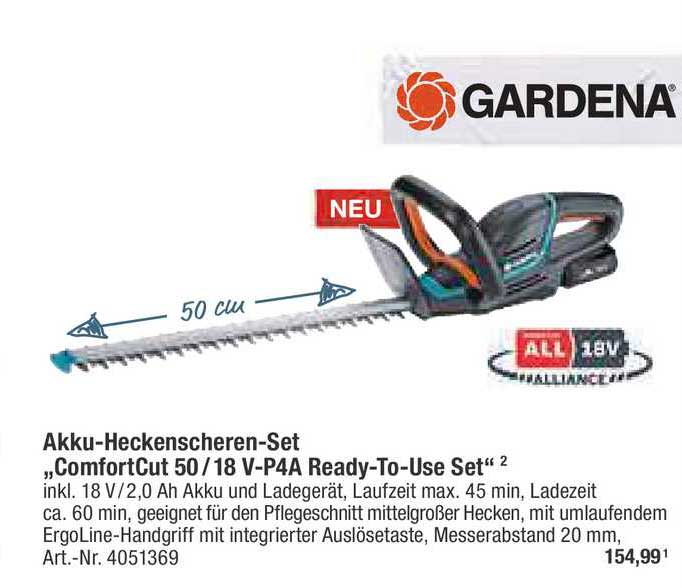 Gardena Akku Heckenscheren Set Comfortcut V P A Ready To Use Set