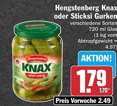 Hengstenberg Knax Oder Sticksi Gurken Angebot Bei Hit Prospekte De