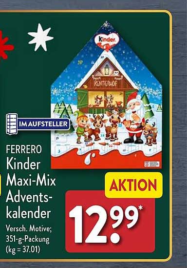 Ferrero Kinder Maxi Mix Adventskalender Angebot Bei Aldi Nord