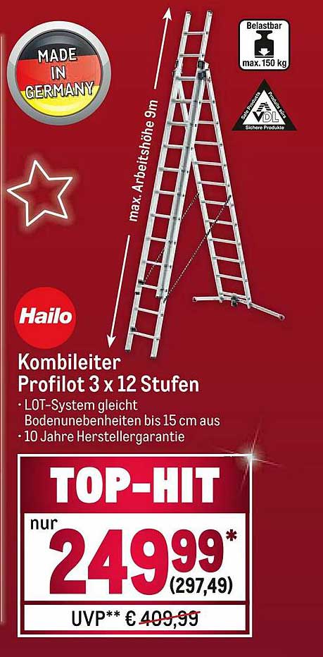 Hailo Kombileiter Profilot 3x12 Stufen Angebot Bei METRO 1Prospekte De