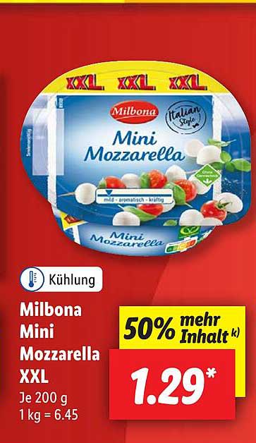 Milbona Mini Mozzarella XXL Angebot Bei Lidl 1Prospekte De