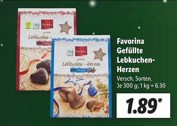 Favorina Gefüllte Lebkuchen herzen Angebot bei Lidl 1Prospekte de