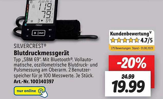 Silvercrest Blutdruckmessger T Angebot Bei Lidl Prospekte De