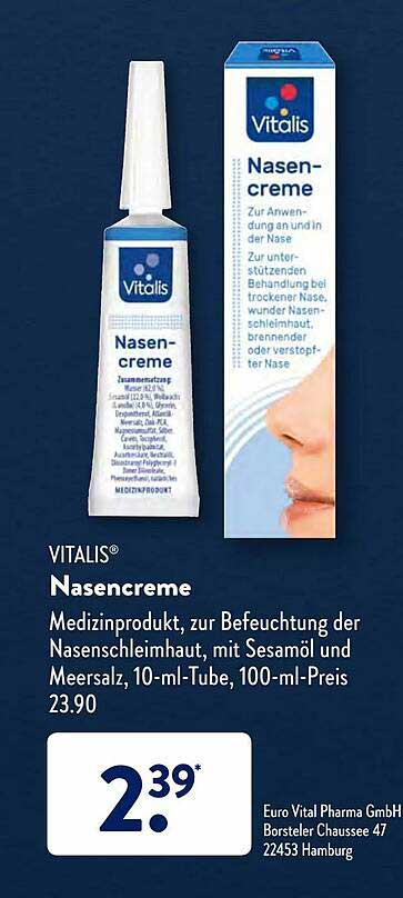 Vitalis Nasencreme Angebot Bei Aldi Sud