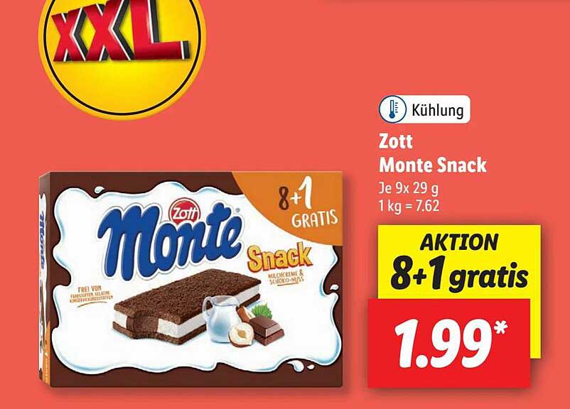 Zott Monte Snack Angebot Bei Lidl Prospekte De