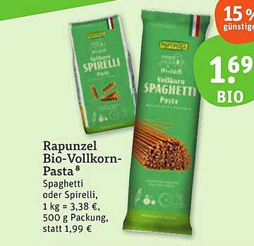 Rapunzel Bio Vollkorn Pasta Angebot Bei Tegut Prospekte De