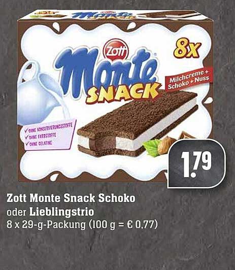 Zott Monte Snack Schoko Oder Lieblingstrio Angebot Bei Scheck In Center