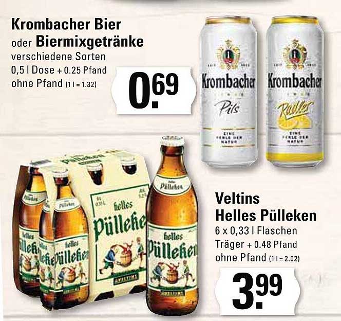 Krombacher Bier Oder Biermixgetr Nke Oder Veltins Helles P Lleken