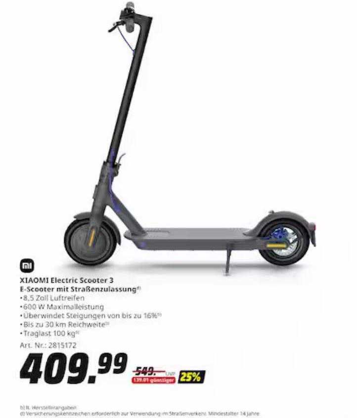 Xiaomi Electric Scooter E Scooter Mit Stra Enzulassung Angebot Bei