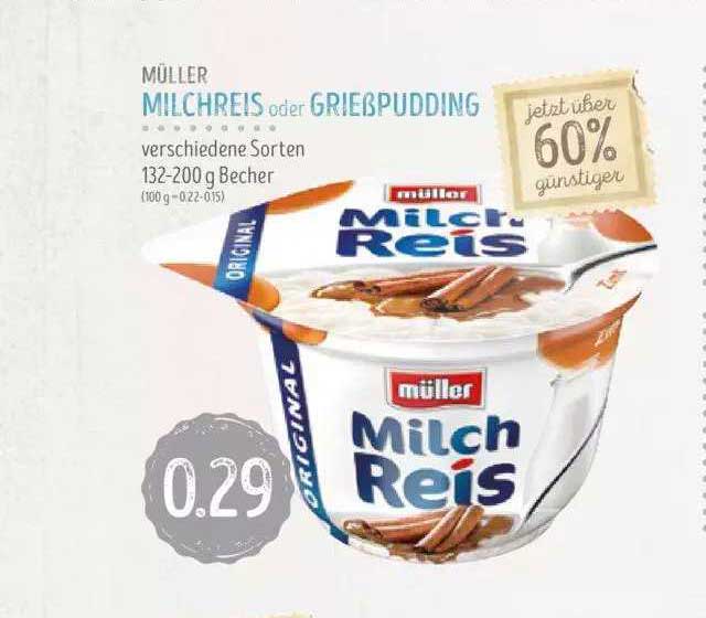 Müller Milchreis Oder Grießpudding Verschiedene Sorten Angebot bei