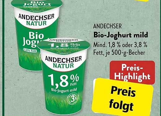 Andechser Natur Bio Joghurt Mild Angebot Bei Aldi S D Prospekte De