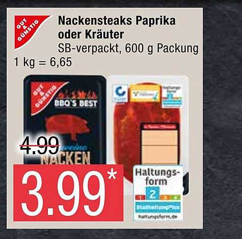 Gut Günstig Nackensteaks Paprika Oder Kräuter Angebot bei Marktkauf