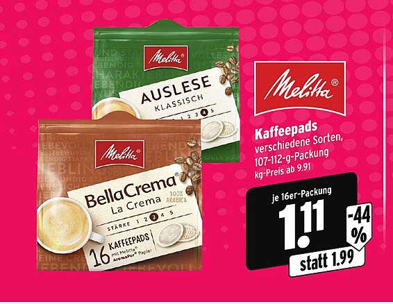 Melitta Kaffeepads Angebot Bei Wasgau 1Prospekte De