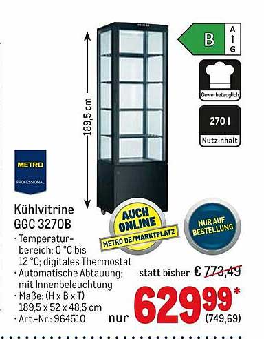 Metro Professional Kühlvitrine Ggc 3270b Angebot bei METRO