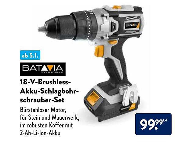 Batavia 18 V Brushless Akku Schlagbohrschrauber Set Angebot Bei ALDI