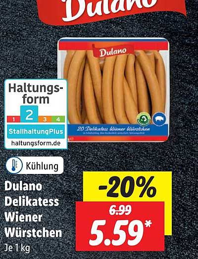 Dulano Delikatess Wiener W Rstchen Angebot Bei Lidl Prospekte De