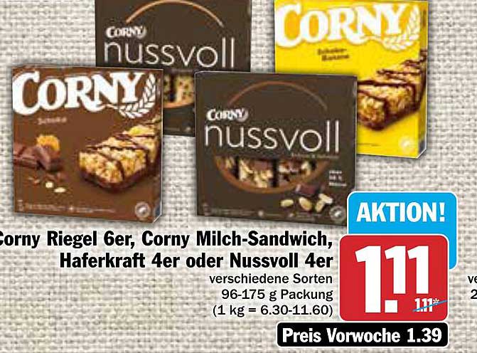 Corny Riegel Er Corny Milch Sandwich Haferkraft Er Oder Nussvoll