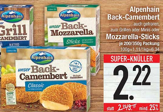 Alpenhain Back Camembert Oder Mozzarella Sticks Angebot Bei Marktkauf