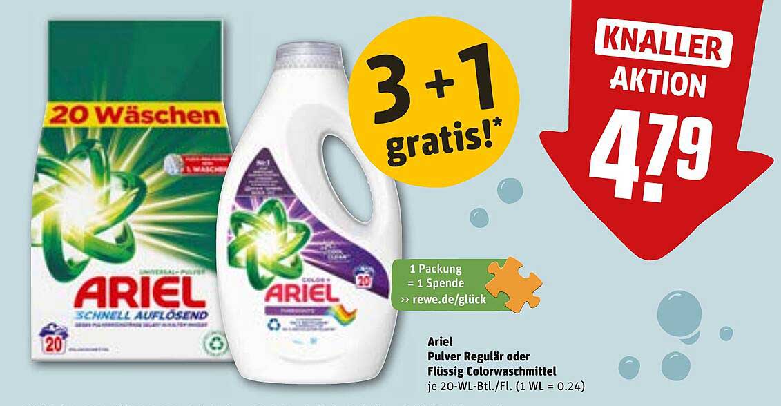 Ariel Pulver Regulär Oder Flüssig Colorwaschmittel Angebot bei REWE