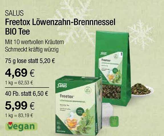 Salus Freetox Löwenzahn brennnessel Bio Tee Angebot bei Vitalia