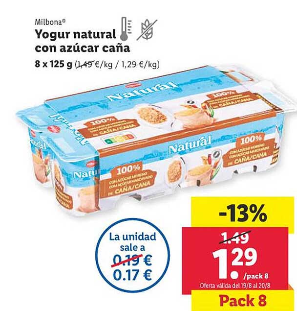 Oferta Milbona Yogur Natural Con Az Car Ca A En Lidl Catalogosofertas Es