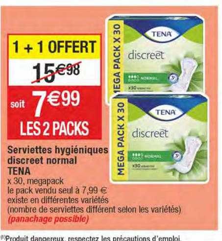 Offre Serviettes Hygiéniques Discreet Normal Tena chez Migros France