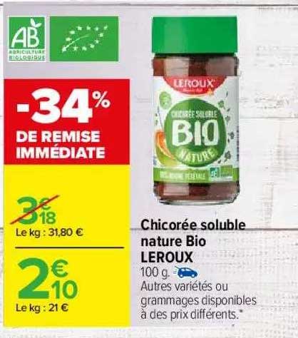 Offre Chicor E Soluble Nature Bio Leroux Chez Carrefour