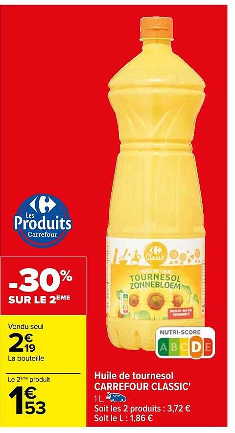 Promo Huile De Tournesol Carrefour Classic Chez Carrefour Icatalogue Fr