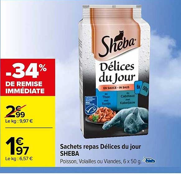 Promo Sachets Repas Délices Du Jour Sheba chez Carrefour iCatalogue fr