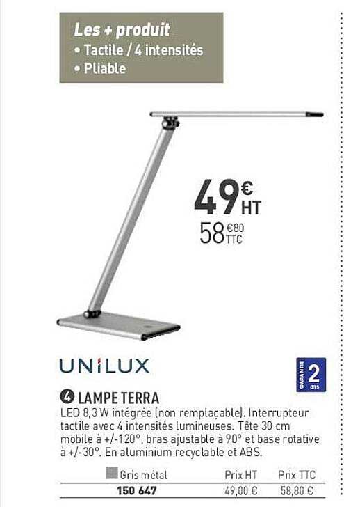 Promo Lampe Terra Unilux Chez Hyperburo Icatalogue Fr