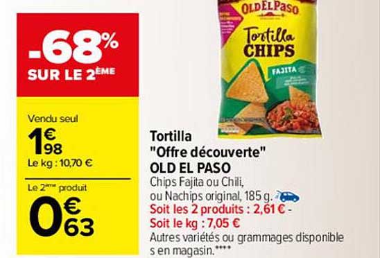 Promo Tortilla offre Découverte Old El Paso chez Carrefour