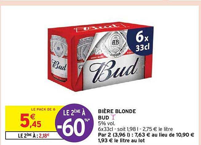 Promo Bi Re Blonde Bud Chez Intermarch Hyper Icatalogue Fr