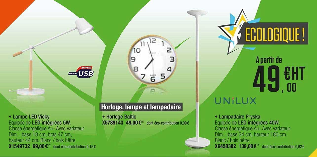 Promo Lampe Led Vicky Horloge Baltic Lampadaire Pryska Unilux Chez