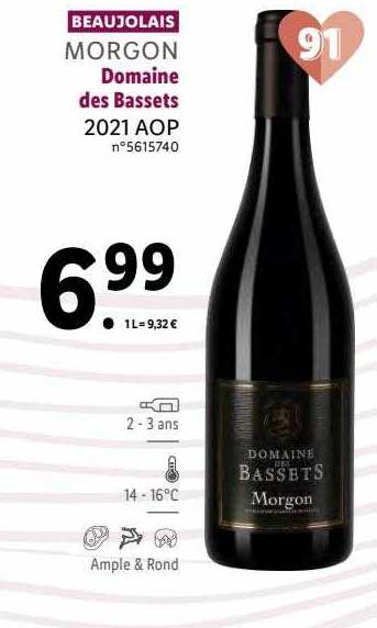 Promo Beaujolais Morgon Domaine Des Bassets 2021 Aop Chez Lidl