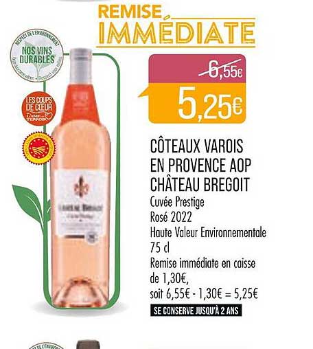 Promo Côteaux Varois En Provence Aop Château Bregoit Cuvée Prestige