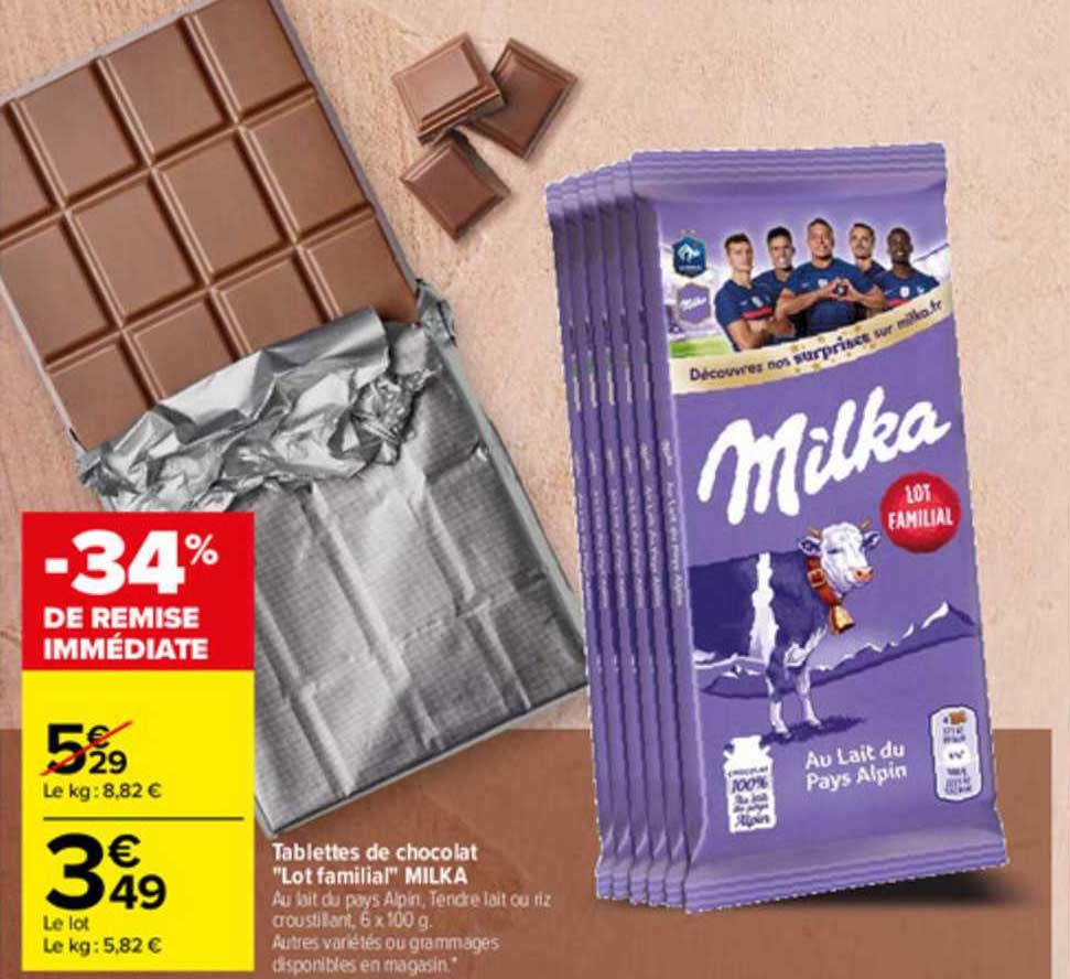 Promo Tablettes De Chocolat Lot Famial Milka Chez Carrefour