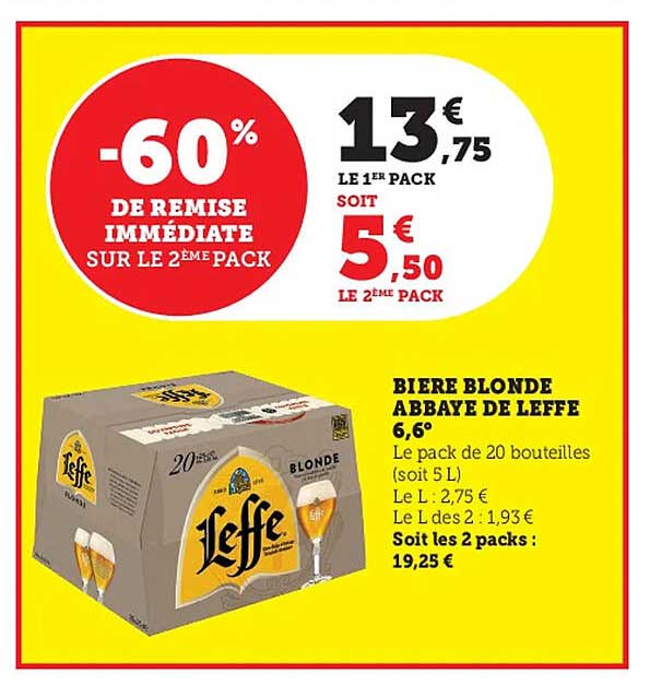 Promo Bière Blonde Abbaye De Leffe 6 6 chez Hyper U iCatalogue fr